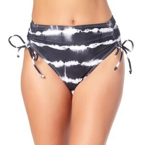 California Waves Juniors Tie-Dyed High-Waist Swim Bottoms Black Large NWT
